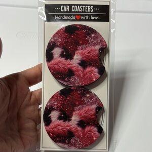 Handmade Pink and Black Car Coasters